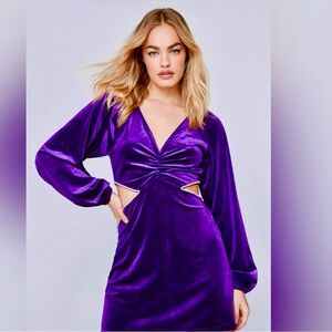 Nasty Gal Velvet Diamante Trim Mini Dress